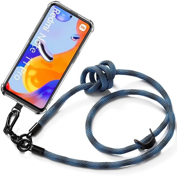 Lanyardfodral för Xiaomi Redmi Note 11 Pro Transparent Stötsäker Anti-Scratch med avtagbar Lanyard Blue