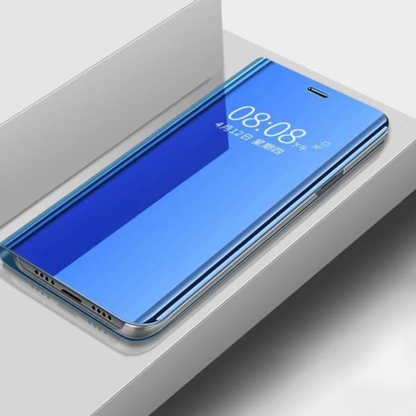 Xiaomi Redmi Note 9 Pro Max Fodral, Slim Folio Mirror Shockproof Fodral med robust skyddsstativ för Redmi Note 9 Pro Max, Blå