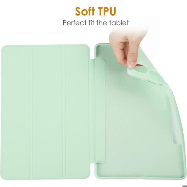 Coque + Härdat glas - E.F.CONNECTION - för Samsung Galaxy Tab S9 - Grön - Stöttålig - Fällbart stöd Grön