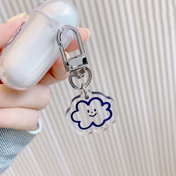 Coque för AirPods 1/2, Stötresistent Scratchproof Hård Transparent Molnmönster med Nyckelring Transparent