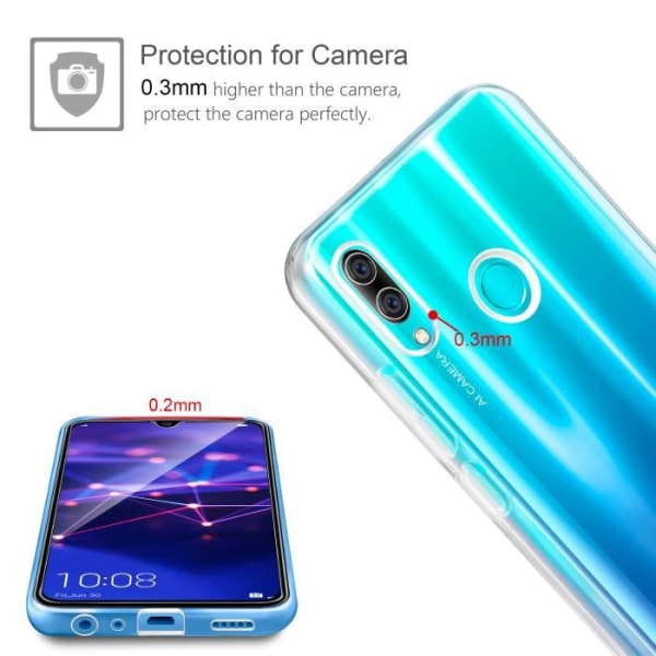 Huawei P Smart 2019 fodral, genomskinligt silikon TPU fodral Skyddsfodral + härdat glasfilm