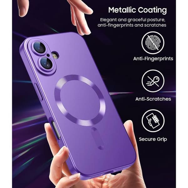 Mobilskal - E.F.Connection - iPhone 17 - Lila Silikon - Magnetiskt System - 2 Härdat Glas Lila