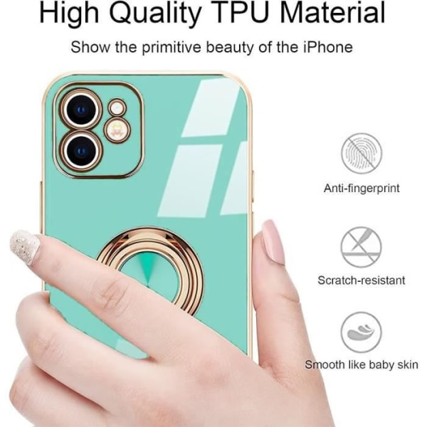 Ringfodral för iPhone 12 Pro (6.1") Turkos Stilren Stötsäker Anti-Scratch Lyxig Mjuk TPU Turkos