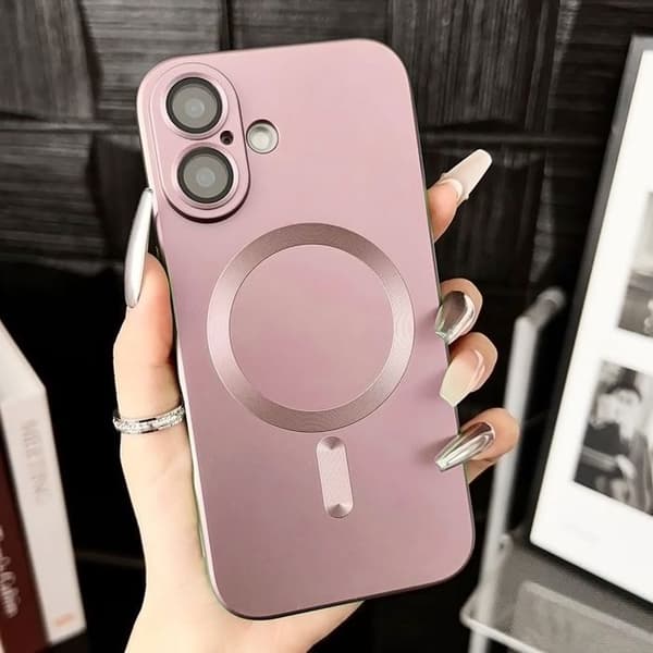 Skyddande Skal - E.F.Connection - för iPhone 17 Pro Max - Rosa Magnetring - 2 Härdat Glas Rosa