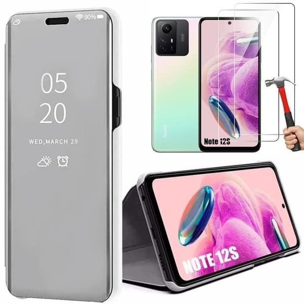 Coque - Xiaomi - Redmi Note 12S - Silver - 2 Härdade Glas - Förstärkt Skydd Silver