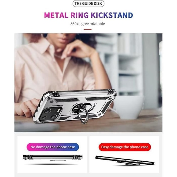 Beskyttelsesskal - Xiaomi - 13T/13T Pro - Sølv - Hård - Indbygget ringstøtte Silver