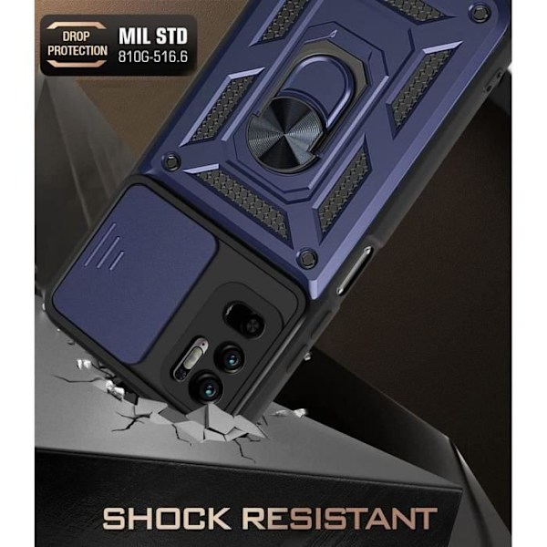 Fodral för Redmi Note 10 5G (6,5 tum) Marinblå Tjock Anti-Scratch Hård Stötsäker Army Style Förstärkt kant marinblå