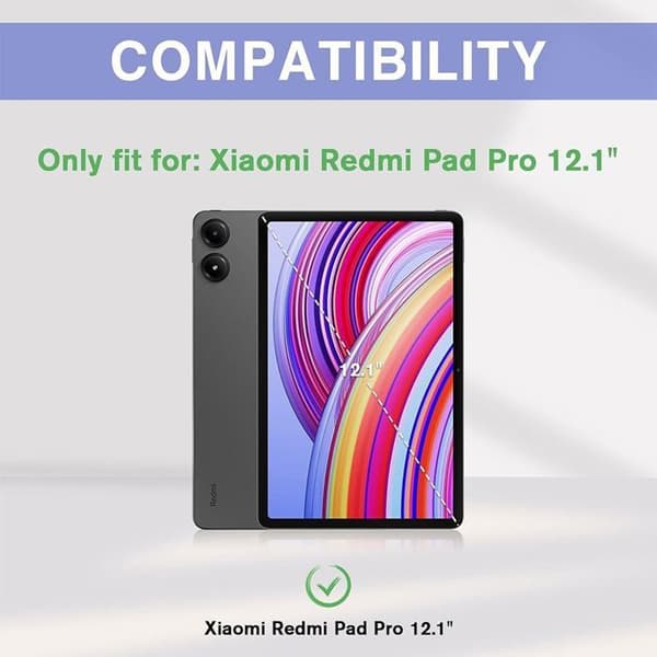Skyddsskal - E.F.Connection - Xiaomi Redmi Pad Pro 12,1" - Svart - Härdat Glas - Fällbart Stativ Svart