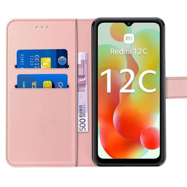 Fodral till Xiaomi Redmi 12C-11A Skydd Syntetiskt läder Anti-Scratch - Rosa