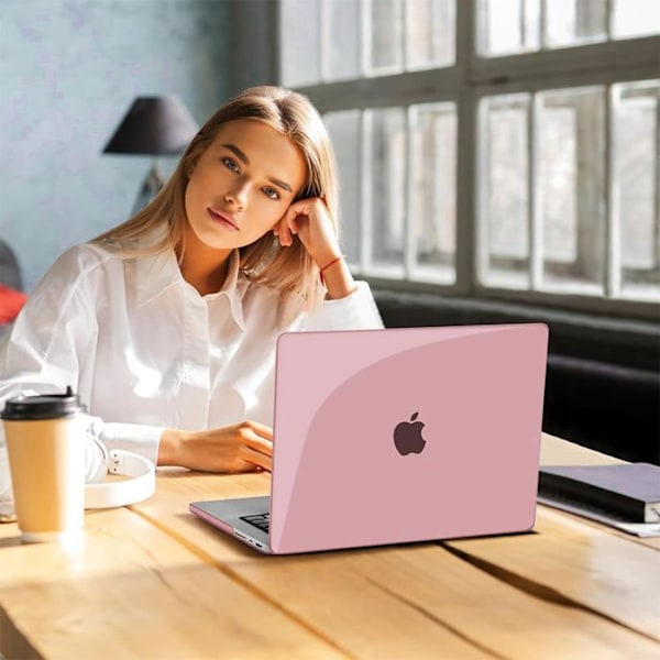 Coque för MacBook Pro 14 Tum M4 M3 M2 M1 Pro/Max 2024 2023 2021, Antisdampningsskydd med Ventilationsspringa - Rosa Rosa