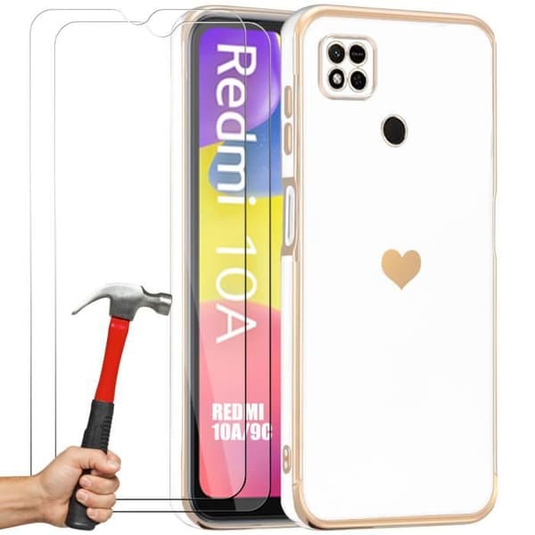 Coque - Xiaomi - Redmi 10A/9C - Vit - Mönster Hjärta - Stötsäker Represistent Vit