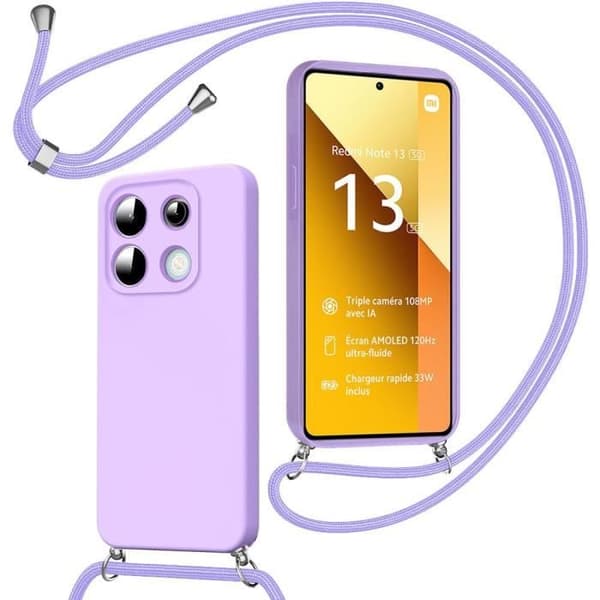 Coque - E.F.CONNECTION - för Xiaomi Redmi Note 13 5G - Stötsäker - Justerbar Snodd - Lila Lila