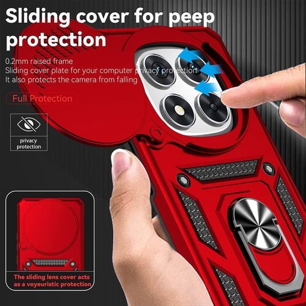 Coque - E.F.CONNECTION - För Xiaomi Redmi Note 14 Pro 4G - Stötsäker - Bakstöd - Kameraskydd Röd
