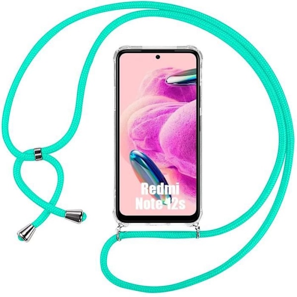 Ledningsetui til Xiaomi Redmi Note 12S (ikke til Note 12) - Stødsikker beskyttelse + turkis ledning