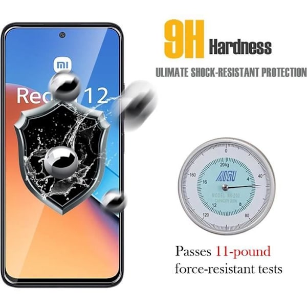 Härdat glas för Xiaomi Redmi 12 5G-4G - 4 delar - Tunt stötsäkert transparent skyddsglas (ej för Redmi Note 12) Transparent