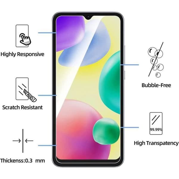 Skyddsglas - Xiaomi - Redmi 10A - Härdat glas 9H - 4-pack - Rep-resistant Transparent