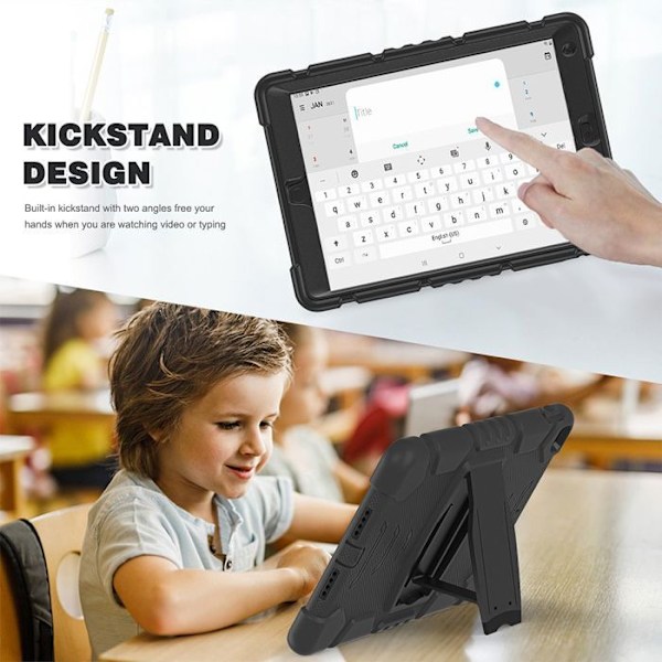 Cover til iPad 10,2 Tommer (2019/2020/2021) Fuldt Beskyttelse Hård Stødabsorberende med Støtte - Sort Svart