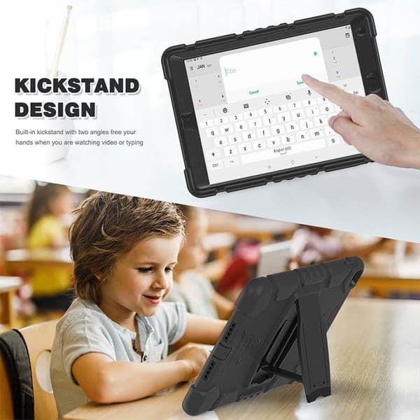Fodral för iPad 10,2" - Heltäckande Skydd - Stötsäker - Fällbart Stöd - Svart - Silikon/PC Svart