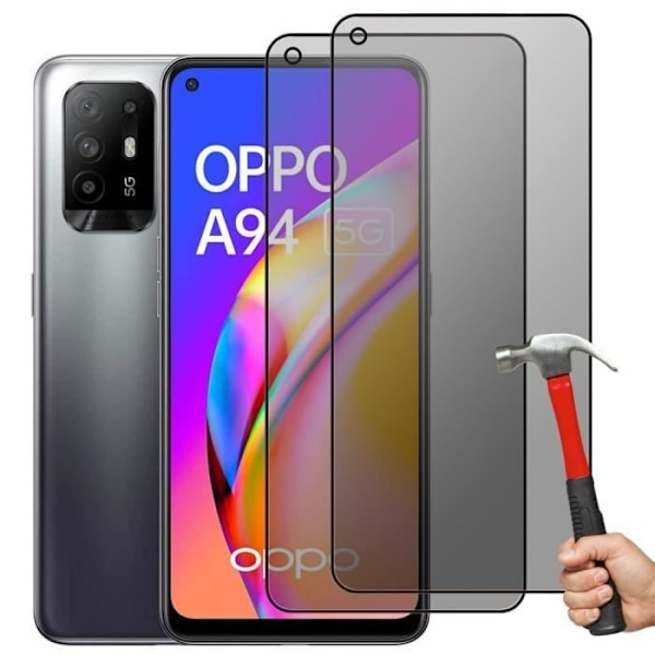 Anti-spion hærdet glas til OPPO A94 5G - E.F. CONNECTION - Beskyttelse - Sort Svart