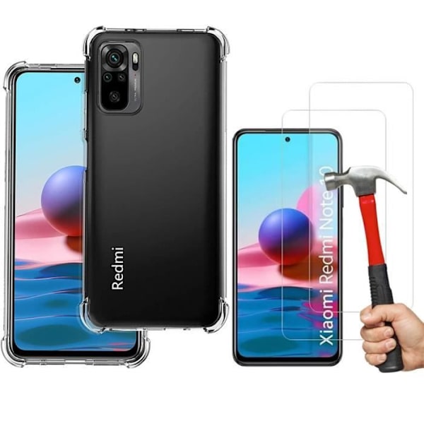 Fodral för Redmi Note 10 4G (6,42") - E.F.CONNECTION - Klassisk skyddssilikon med härdat glas - Transparent Transparent