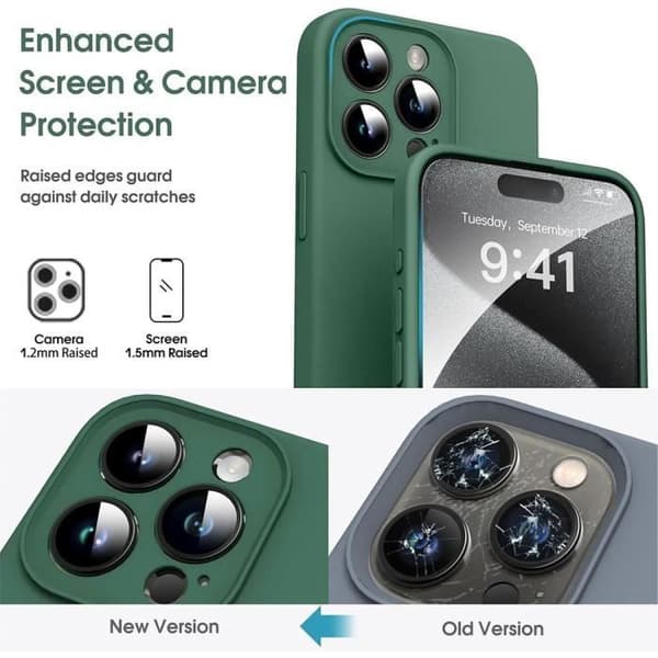 Coque - Silikon - för iPhone 16 Pro Max - Ultrafin - Stötsäker - Mörkgrön Nattgrönt