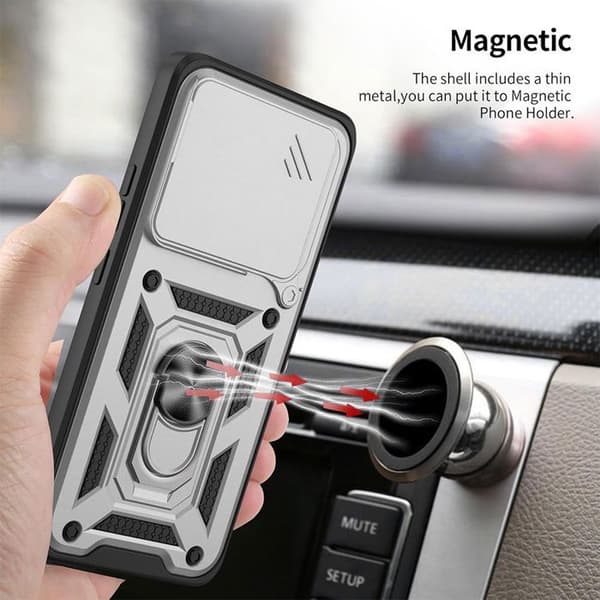 Skyddsskal - E.F.CONNECTION - för Xiaomi 15 Pro - Stötsäker - Silver - Glidande kamerastöd Silver