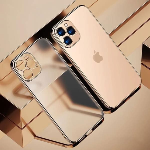 Coque - E.F.Connection - för iPhone 13 Pro Max - Guld - 2 Härdade Glas - Mjuk gyllene