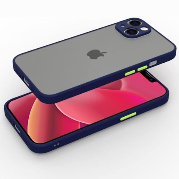 Coque - Silikon - för iPhone 15 Plus - Stötsäker - Matt - 2 Tempererade Glas Ingår marinblå