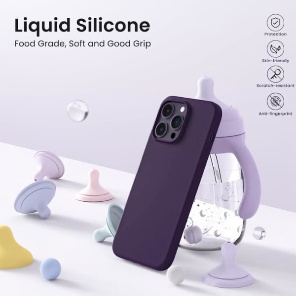 Silikonfodral för iPhone 15 Pro Max Matte Ultra Slim Mjukt skyddande skal - Mörklila