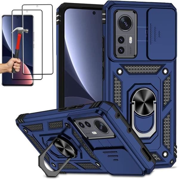 Coque - E.F.Connection - för Xiaomi 12 - Marinblå - Hård - 2 Härdat Glas marinblå