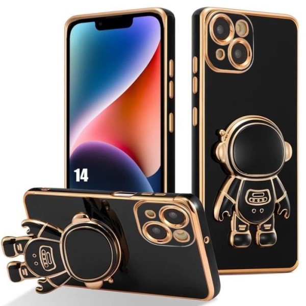 Beskyttelsesskal - E.F.CONNECTION - Astronaut - Sort - Blød Silikone - iPhone 14 Svart