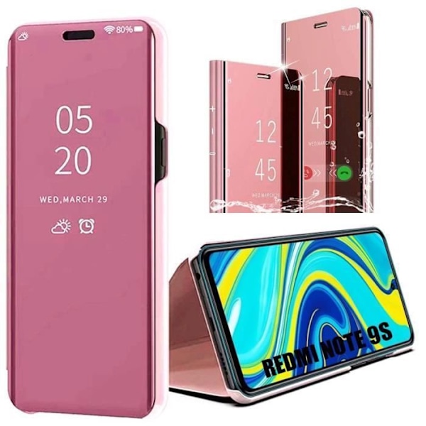 Beskyttelsesetui til Redmi Note 9S - E.F.CONNECTION - Spejleffekt Tanslucent Window - Pink rosa