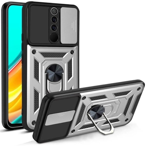 Skyddsfodral för Redmi 9 - E.F.CONNECTION - Militärstil - Stötsäker - Förstärkt kant - Silverfärgad Silver