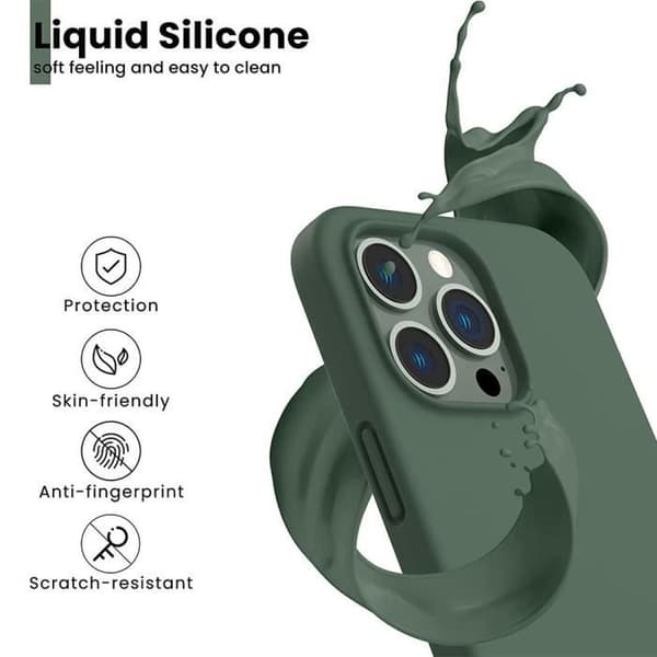 Skyddshölje - E.F.CONNECTION - för iPhone 14 Pro - Silikon TPU - Nattgrön - Stötsäker och repfria Nattgrönt
