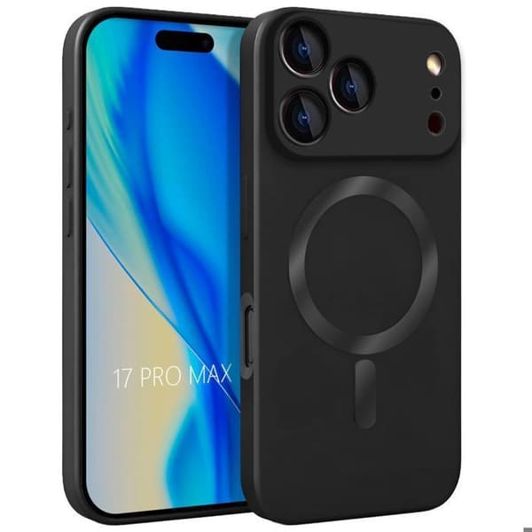 Telefonfodral - E.F.Connection - för iPhone 17 Pro Max - Flytande Silikon Magnetisk Cirkel Svart Svart