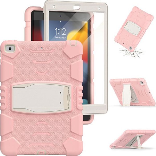 Fodral för iPad 10,2 Tum (7/8/9:e Generationen, 2019/2020/2021) Heltäckande Hybridskydd med Ställ - Rosa Rosa