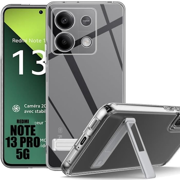 TPU-fodral för Xiaomi Redmi Note 13 Pro 5G (ej för 4G) - Transparent stötsäkert skydd med silverstöd