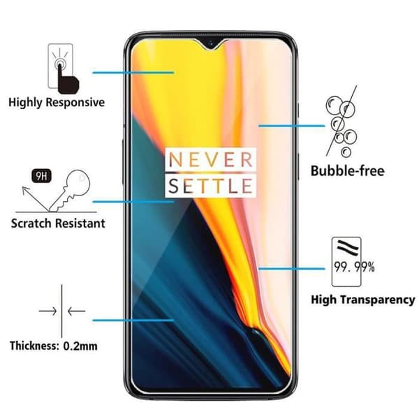 Skärmskydd - VCOMP - OnePlus 7 - Härdat Glas - 2-pack - Rep-resistant TRANSPARENT