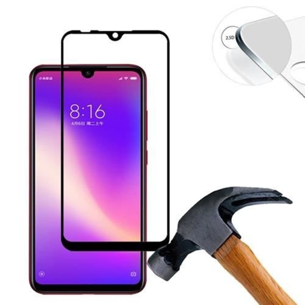 Lusee 2 x (fuld dækning) fuld skærmbeskytter til Xiaomi Redmi Note 7 Pro 6.3 Beskyttelse af hærdet glas 9H 2.5D Sort