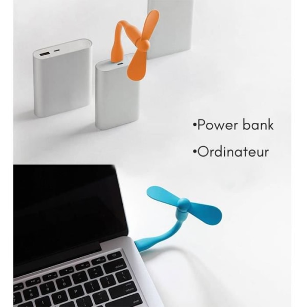 Mini Bärbar Fläkt - E.F.CONNECTION - Tyst 25 dB - Färg Orange - USB - Kolonn Orange