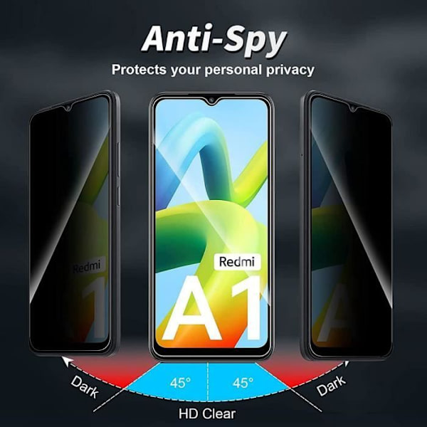 Set med 2 antispionhärdat glas för Xiaomi Redmi A1/A2 - E.F.ANSLUTNING - Skärmskydd Svart