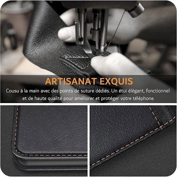 Coque + 2 Tårede Glas til Xiaomi 14T, Stødabsorberende Beskyttelse Scratch-resistant Syntetisk Læder Sort Svart