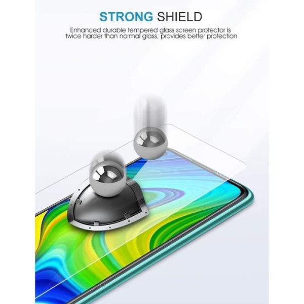 Kompatibel med Redmi Note 9 härdat glas [Easy Alignment Tool] Skärmskydd Redmi Note 9 [High Definition] [9H]