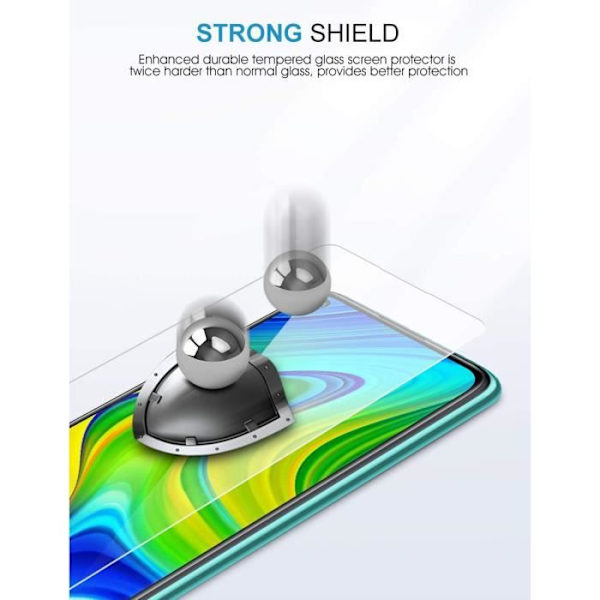 Kompatibel med Redmi Note 9 hærdet glas [Easy Alignment Tool] Redmi Note 9 skærmbeskyttelsesfilm [High Definition] [9H