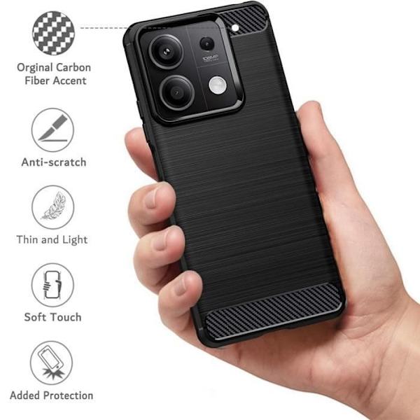 Fodral till Xiaomi Redmi Note 13 5G (ej för 4G) Silikon Kolfiber Stötsäkert skydd Svart