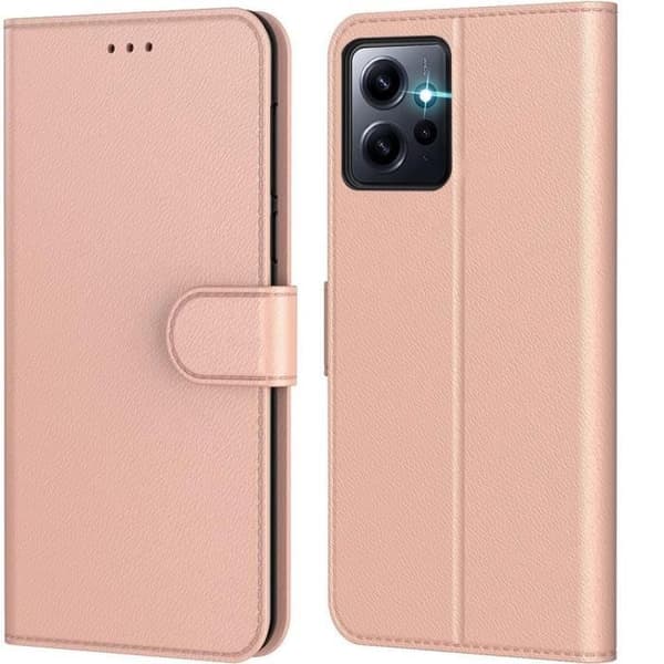 Coque Intégrale - E.F.CONNECTION - För Xiaomi Redmi Note 12 - Rose Läder Effekt - Ställ - Plånbok Rosa