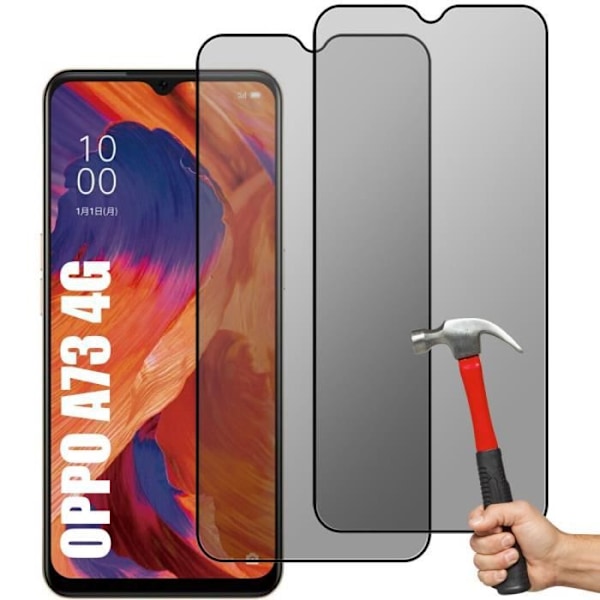 [2 stycken] Antispion härdat glas för OPPO A73 - E.F.CONNECTION - Stötsäkert skydd Svart