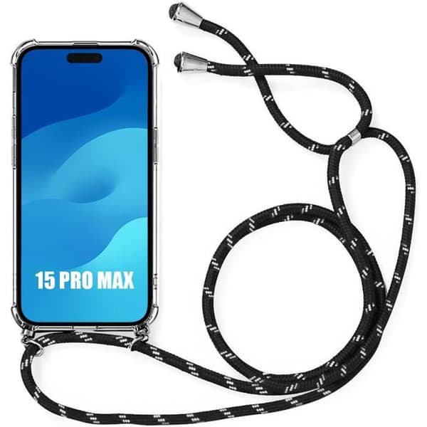 Coque TPU - E.F.CONNECTION - för iPhone 15 Pro Max - Förstärkt skydd - Stötabsorberande - Svart rem Svart