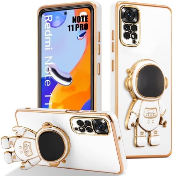 Fodral till Xiaomi Redmi Note 12 Pro 4G - Note 11 Pro 4G-5G, Anti-Scratch TPU-skydd med justerbart stativ Astronaut - Vit