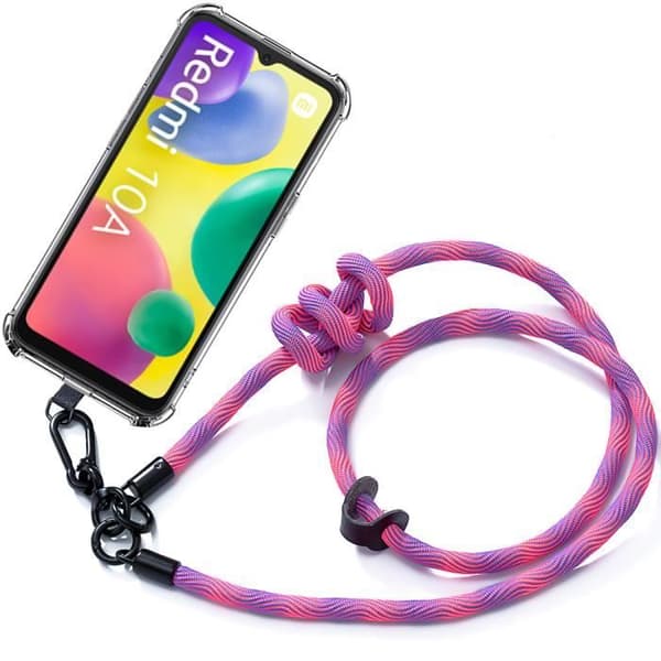 Coque Cordon - E.F.CONNECTION - För Xiaomi Redmi 10A/9C - Transparent Skydd - Stötsäker - Avtagbar Rosa Snodd Rosa